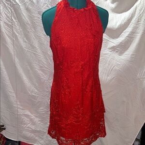 Badgley Mischka Vibrant Red Mini Dress size 4